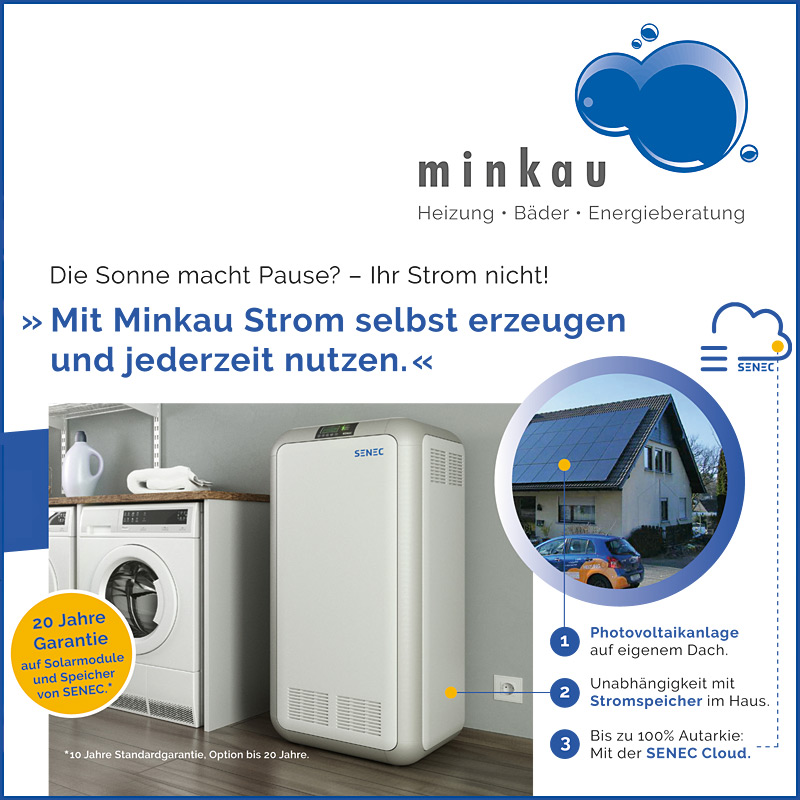 Mai 2021: Die Sonne macht Pause? – Ihr Strom nicht!

Richtig effizient wird die Stromverwendung mit eigenerzeugtem Strom (beispielsweise für: Heizung, Wärmepumpe, Warmwasser, Haushalt und E-Mobilität). Die eigene Solarstromerzeugung ist schon heute vielfach preiswerter als die Bezugskosten für Haushaltsstrom. Hohe Unabhängigkeit von ...

... weiterlesen >>>